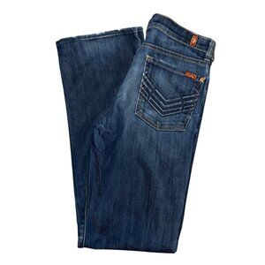 7 For All Mankind 7FAM Relaxed Bootcut Jeans Boys 14 32 Dark Wash Distressed